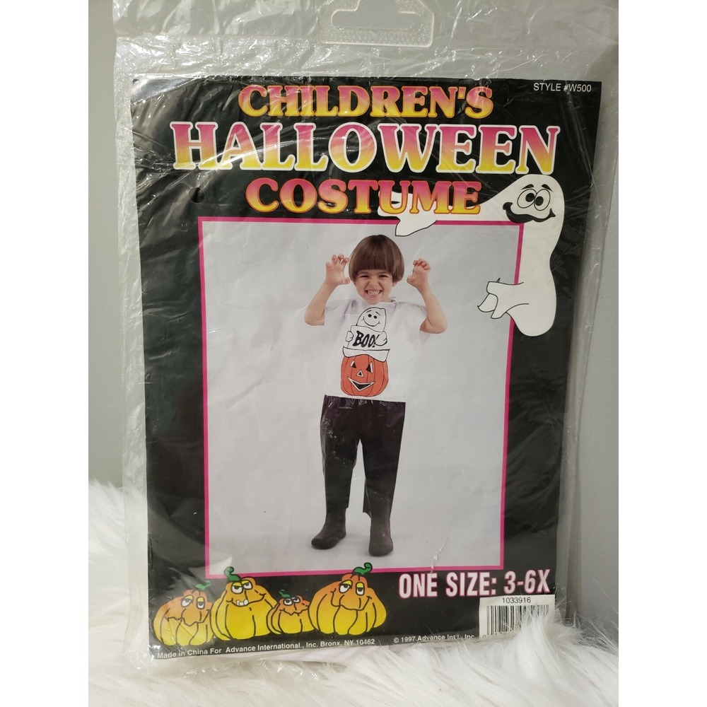 Vintage Halloween Costume Plastic Shirt ghost New in Pack NIP Children's 3-6X